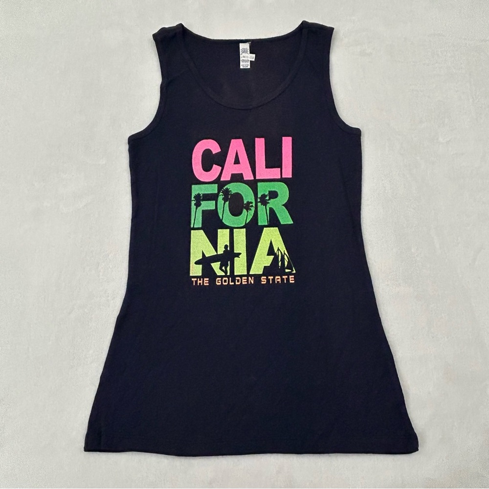 California Republic The Golden State Navy Blue Tank Top Beach Shirt Women Size S